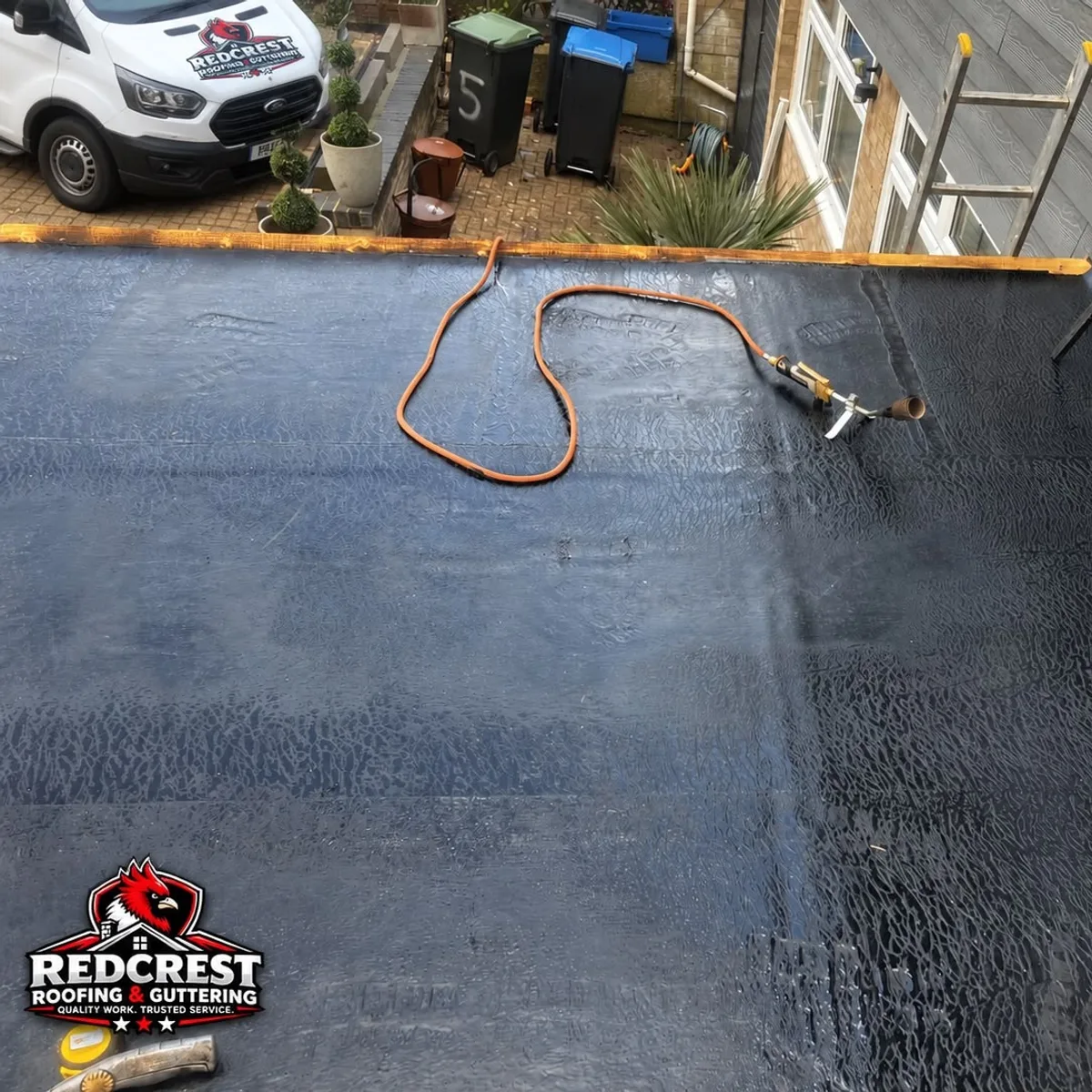 Finished rubber flat roof