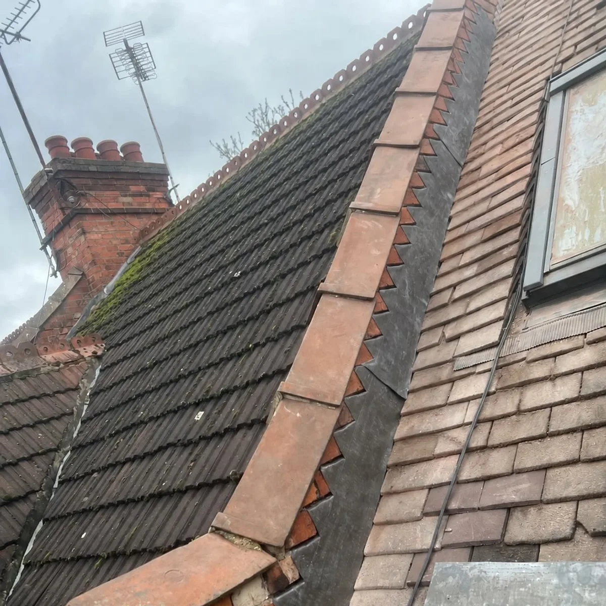 Tiled roof with rooflights