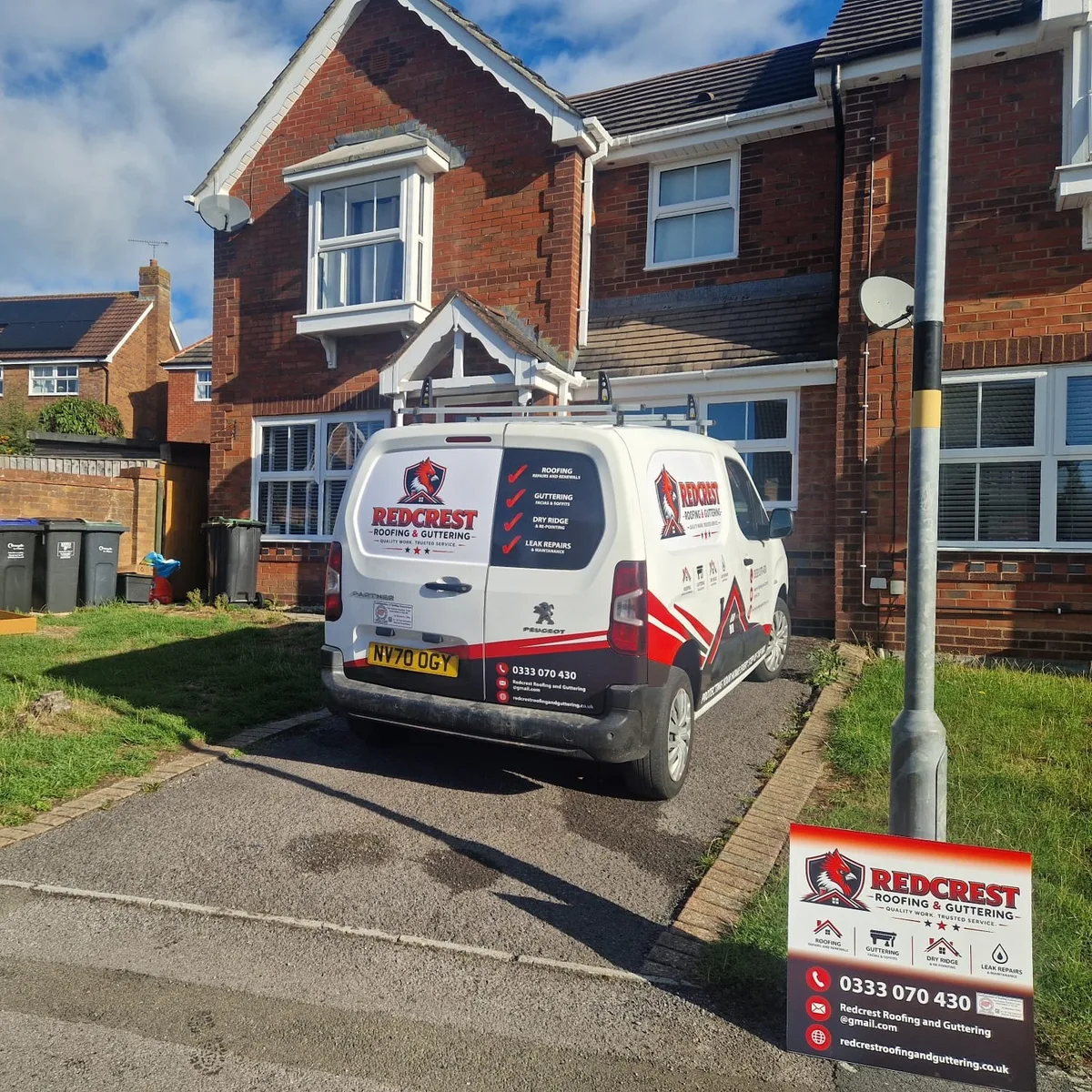 Redcrest van at a job